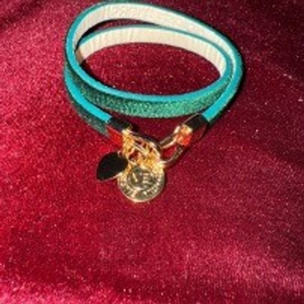 Victoria Emerson Rare Dark Green and Gold Velvet Wrap Bracelet 15"‎